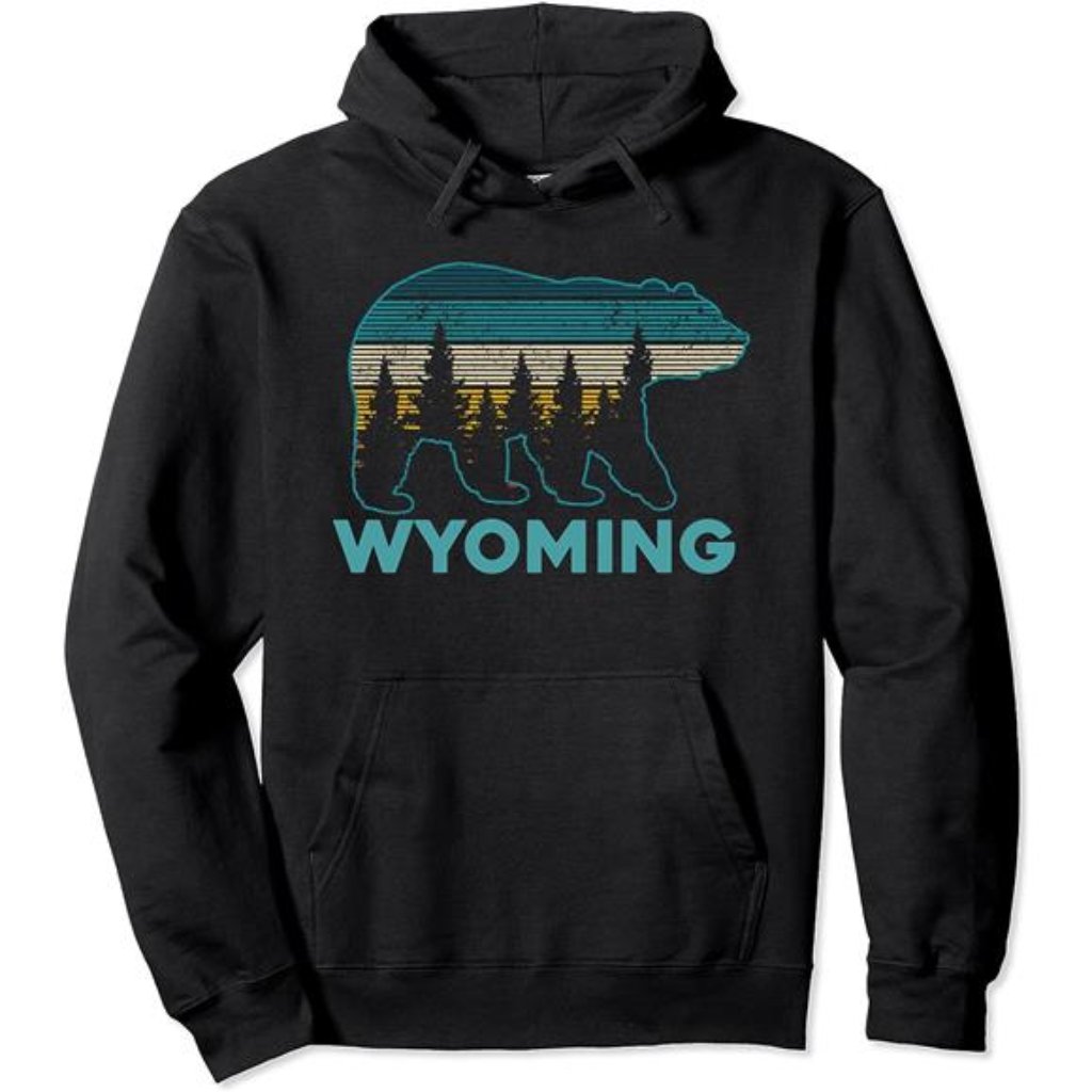 Wyoming Vintage Grizzly Bear Nature Hiking Souvenir Gift Pullover Hoodie